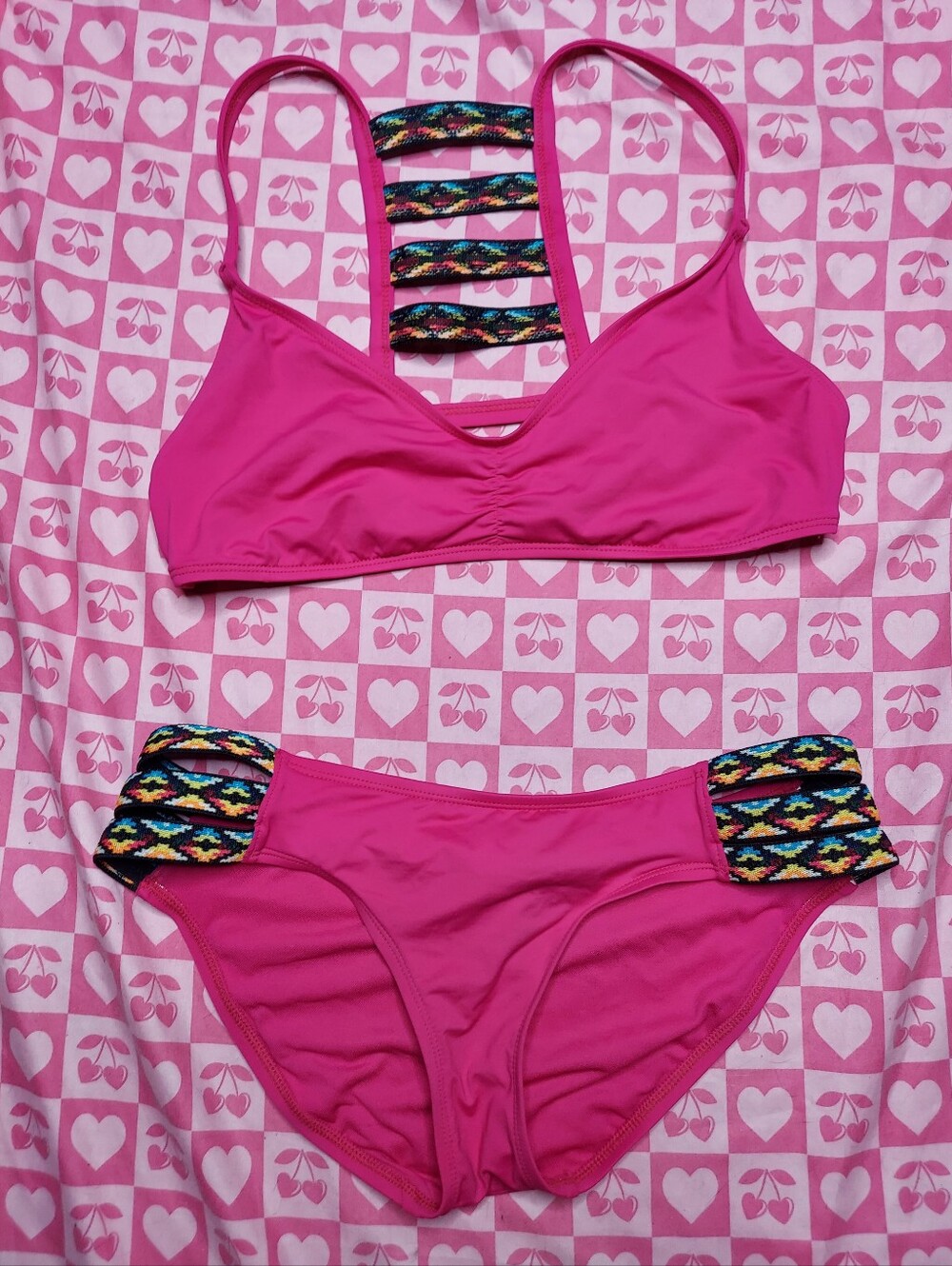 Lucky Brand Pink Magenta 2 Piece Bikini